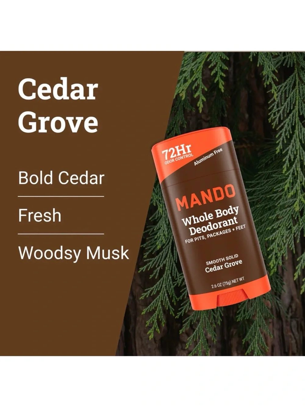 Mando Cedar Grove Smooth Solid Whole Body Deodorant 2.6oz